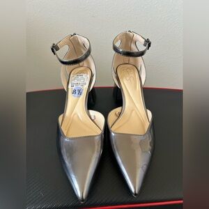 Jessica Simpson Metallic Silver Ankle Strap Heels